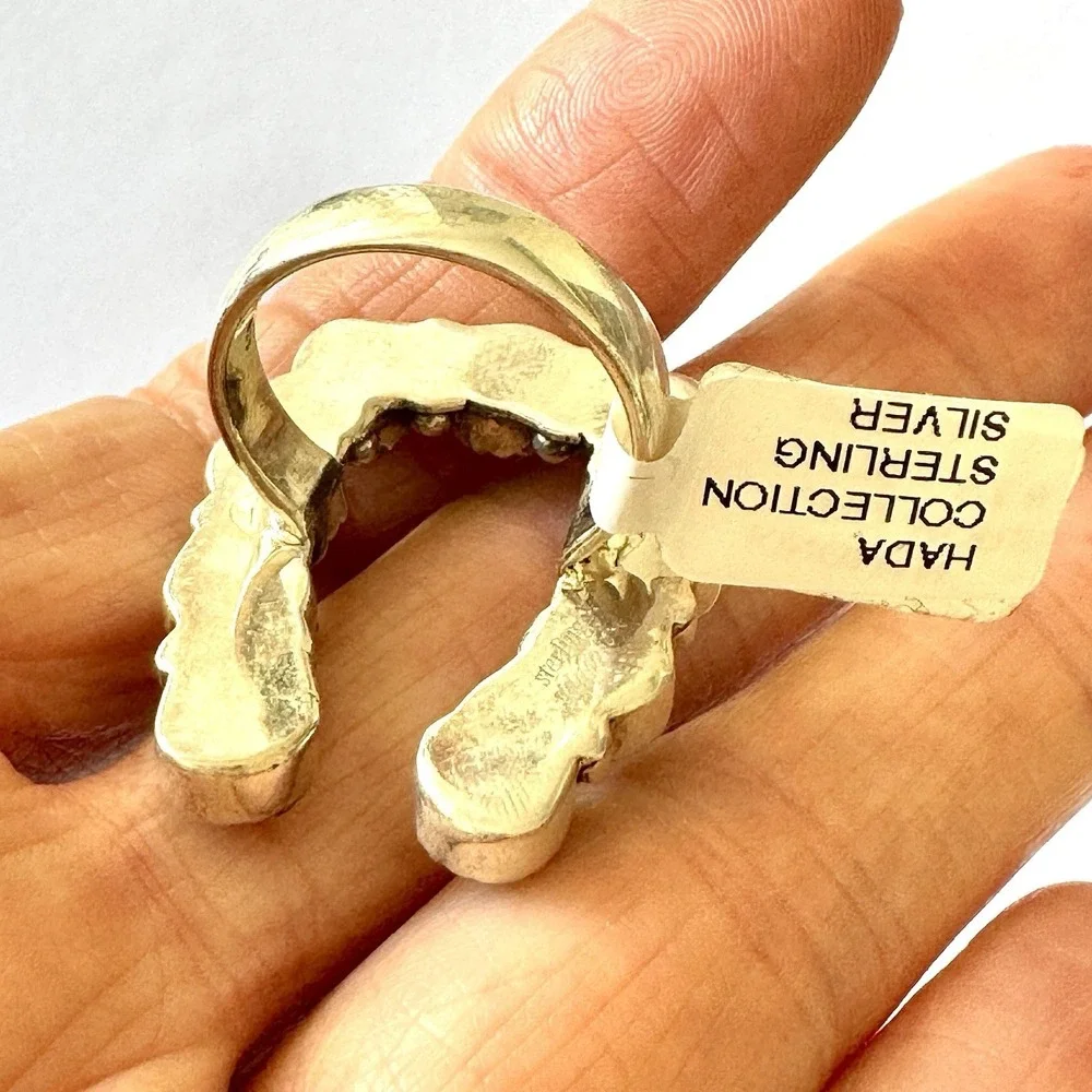 Horseshoe Turquoise Ring Sz‎ 7 Sterling Old Style Patina Lucky Southwest Hada